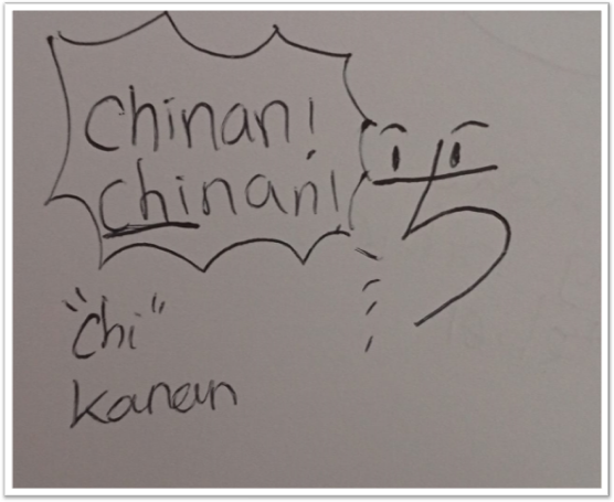 Mnemonic hiragana ち (chi)