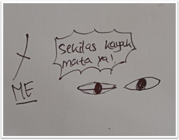 Mnemonic katakana メ (me)