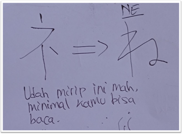 Mnemonic katakana ネ (ne)