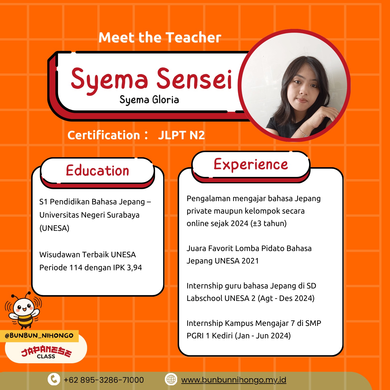 Profil Syema Sensei — Pengajar Utama Bunbun Nihongo
